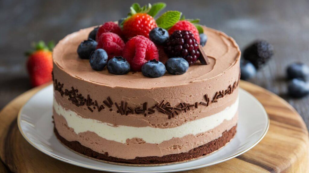 No-Bake Triple Chocolate Mousse Cake Recipe