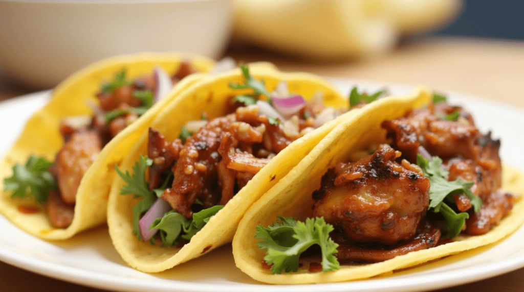 Garlic Butter Honey BBQ Chicken Tacos recipe