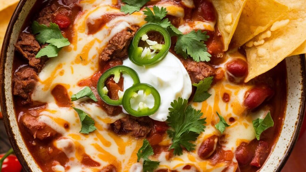 cheesy enchilada chili with ground beef