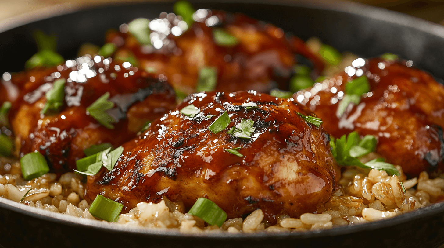 one pan bold honey bbq chicken rice